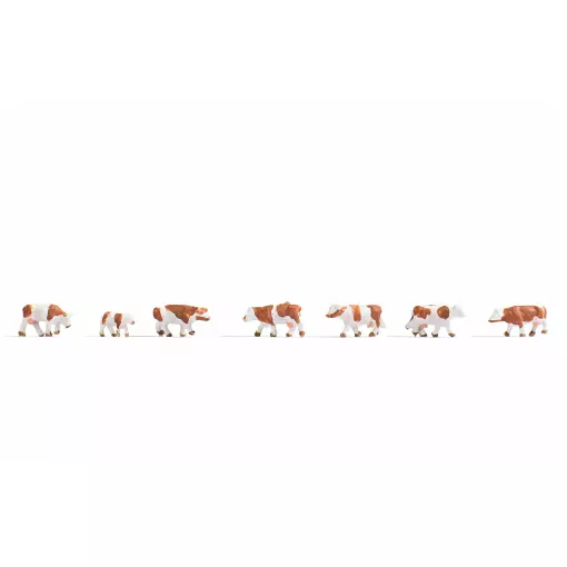 Pack de 7 vaches brunes et blanches NOCH 44251 - Z 1/220 -