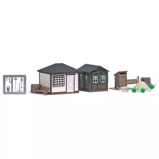 Two BUSCH 1616 garden sheds with accessories