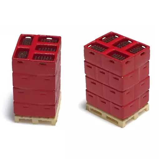 Lot de 2 palettes avec caisses rouges - 87TRAIN 221009 - HO 1/87
