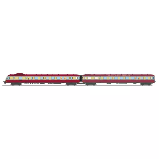 Autorail RGP 1 rouge TEE, X 2774 + remorque XR 7774, 2 phares avec fanaux d'angle - Ree Modèles NW357 - N 1/160 - SNCF - Ep III - Analogique - 2R