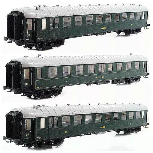Set de 3 voitures voyageurs Ocem - LS Models 40200 - HO 1/87 - SNCF - Ep II - 2R
