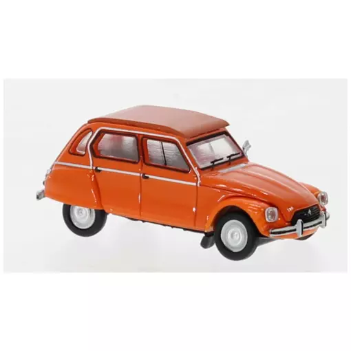 Voiture Citroën Dyane 6 - capote fermée - SAI 7612 - HO 1/87ème - Orange Ténéré
