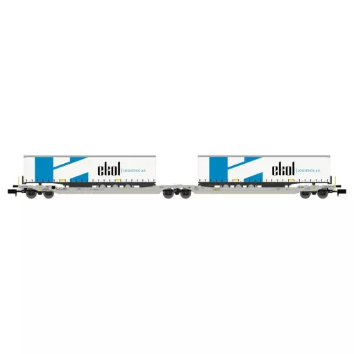 Wagon Porte-Remorque double Sdggmrs AAE + 2 trailers EKOL Logistic