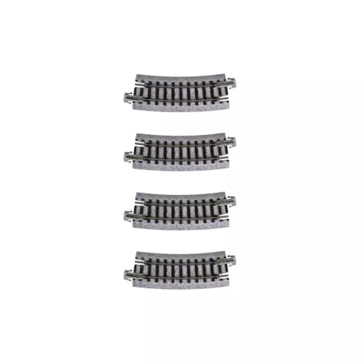 4 rails incurvés Unitrack (R249-15) 15 degrés - Kato 20-101 - HO 1/87