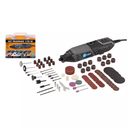 Kit trapano PG Mini M.9750 170 W con 80 accessori