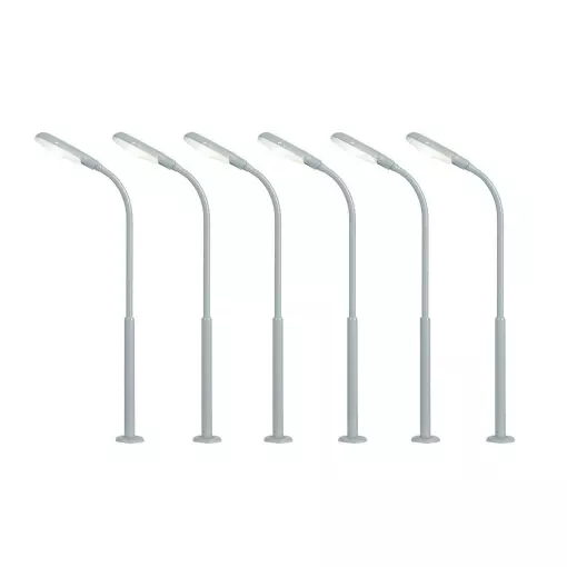 Lot de 6 lampadaires de ville Viessmann 64906 - N 1/160 - hauteur 54  mm