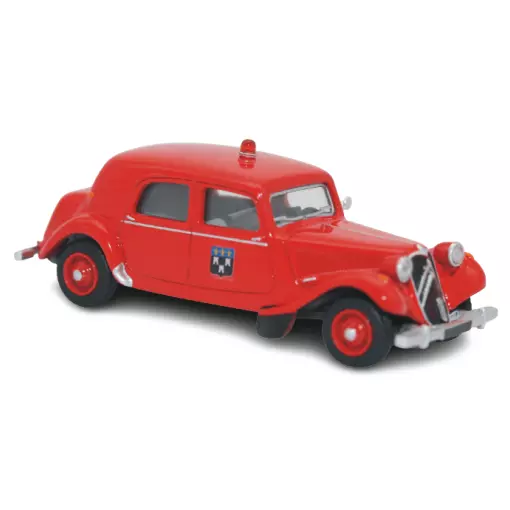 Voiture Pompiers de Tours Citroën Tractie 11B 1952 rouge SAI 6125 - HO 1/87