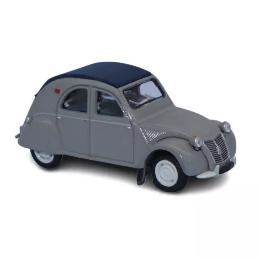 Voiture Citroën 2cv AZLP 1958 grise, capote fermée SAI 6001 - HO 1/87