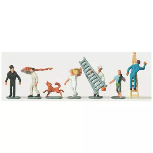 Lot von 6 Figuren Arbeiter in der Stadt Merten 0272258 - N: 1/160