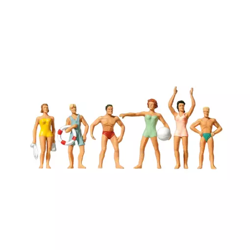 Pack de 6 Baigneurs - Figurine - PREISER 10070 - Échelle HO : 1/87ème