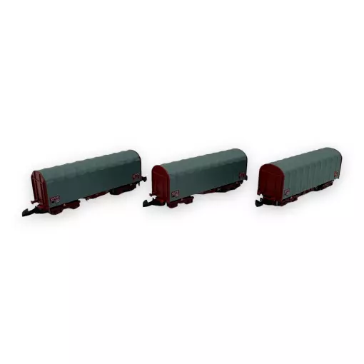 Set of 3 No Logo SHIMMS Short Bogie Wagons - AZAR MODELS W03-SL3 - Z 1/220 - SNCF - EP IV/V