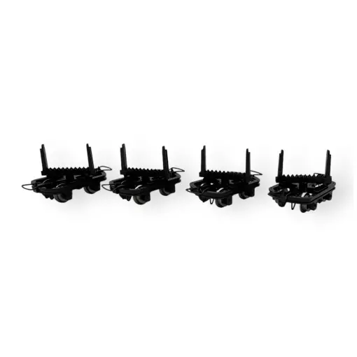 Lot de 4 charriots à bois sans frein - Minitrains 3002 - HOe 1/87 - DR - Ep III