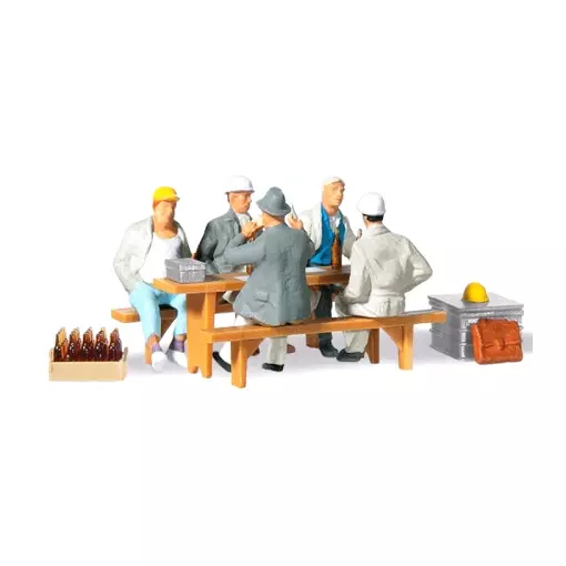 Construction workers on break (seated)