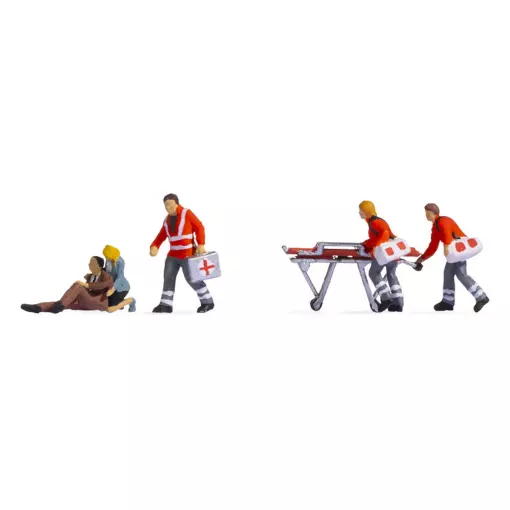 5 "Road accident" themed figures NOCH 15080 HO 1/87