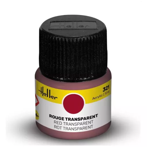 Acrylfarbe im Topf - Heller 9321 - Transparent Rot - 12ml