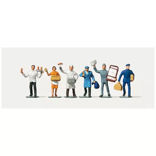 Lot de 6 vendeurs et porteurs - Merten 0210800 - HO 1/87