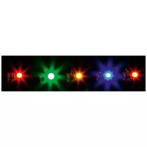5 LED, en couleurs differents