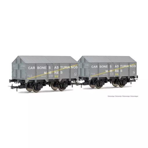 Lot de deux wagon de transport couvert “Carbones de Mieres”.
