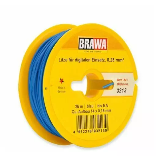 Câble électrique Bleu 0,25 mm² - 25 mètres de longueur - Brawa 3213