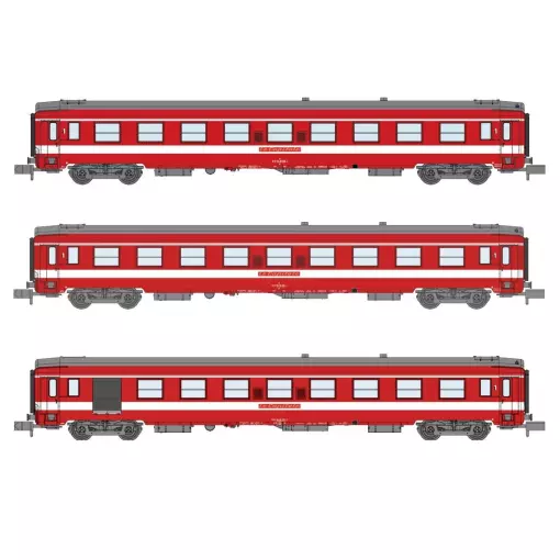 Set 3 Voitures voyageurs UIC REE Modèles NW156 A9 / A7D - N 1/160 - SNCF - EP IV