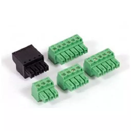 Set van 5 connectoren, 4 groene en 1 zwarte