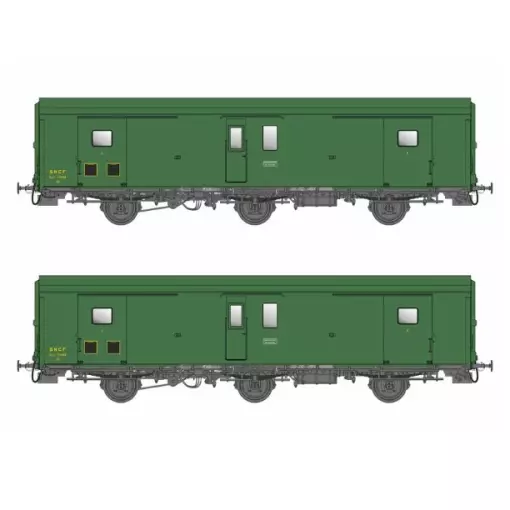 Set de 2 fourgons Dd²ai 3 essieux métallisés - Models World MW106 - HO 1/87 - SNCF - Ep III - 2R