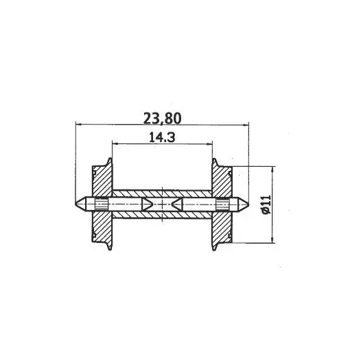 Pair of 11 mm diameter axles insulated on both sides