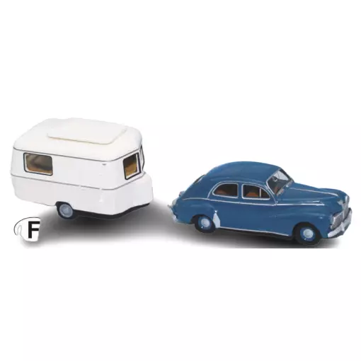 Voiture Peugeot 203 & Caravane Eriba Pan SAI 2518 - HO 1/87 -