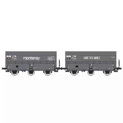 Coffret de 2 wagons coke MH45 « MONTENAY / Gare des Mines » - REE WB964 - SNCF - HO 1/87 - EP III