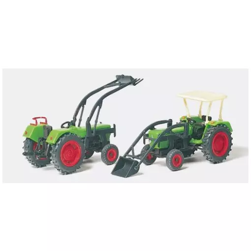2 tracteurs Deutz D6206 - Preiser 17922 - HO 1/87