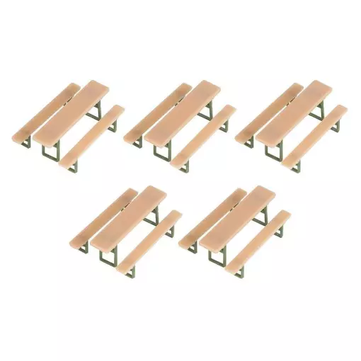 5 tables et bancs de brasserie - Faller 180963 - HO 1/87