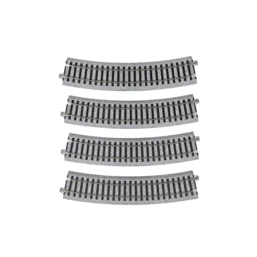 4 rails incurvés Unitrack (R490-22.5) 22,5 degrés - Kato 2-270 - HO 1/87