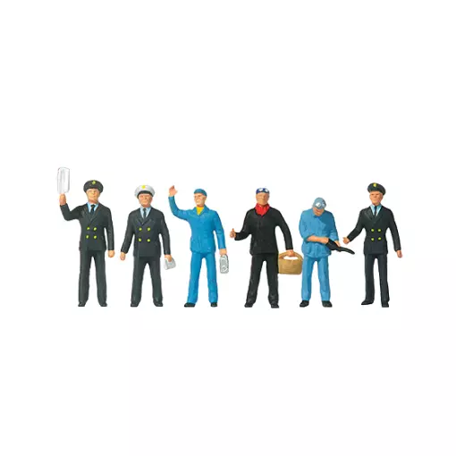 Pack de 6 Cheminots français - Figurine - PREISER 10086 - Échelle HO : 1/87ème