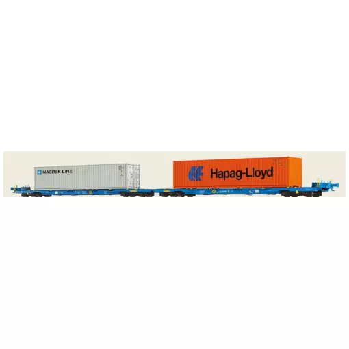 Vagón portacontenedores "MAERSK / Hapag-Lloyd" - Brawa 48109 - HO 1/87 - AAE - EP VI - 2R