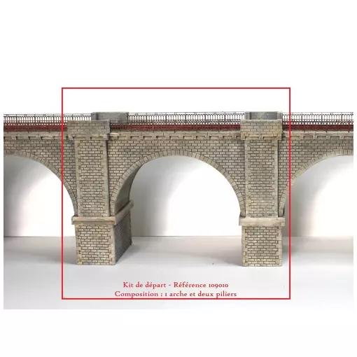 1-track stone viaduct - 165mm Wooden model 109010 - HO 1/87