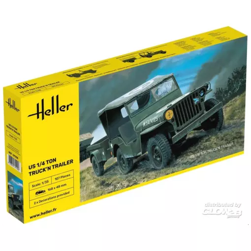 Amerikaanse 1/4 ton Truck 'n Trailer - Heller 81105 - 1/35