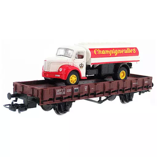 Wagon plat n°3 avec Camion Piko 58401C - HO 1/87 - SNCF - EP III - Coffret 20 ans SAI