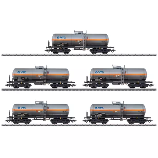 Coffret de 5 wagons-citernes VTG pour le transport de chlore gazeux - Märklin 46465 - HO 1/87 - Ep V - 3R