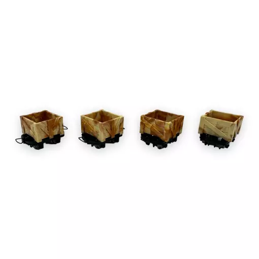 Set of 4 boxcars without brakes - Minitrains 3003 - HOe 1/87 - Ep III