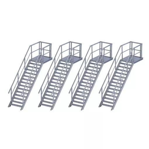Set of 4 Busch 7758 metal staircases - HO 1/87 - 15 steps