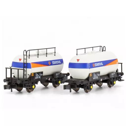 Set 2 Wagons citernes Statoil Hobbytrain H24853 - DSB - N 1/160 - EP IV