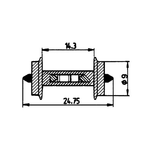 Pair of axles with 18k resistor for track occupied signal, 9mm diameter