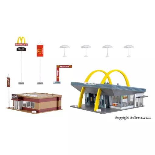 McDonald's Restaurant with McCafé Vollmer 43635 - HO: 1/87 -270x158x98mm