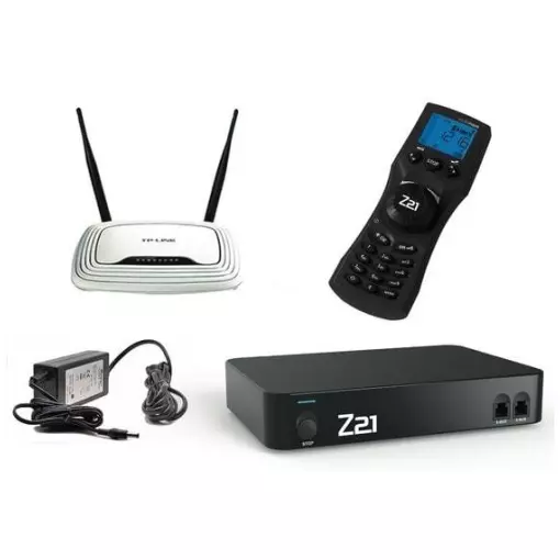 Centralita Z21 negra con router wifi y mando a distancia inalámbrico - Roco 10834