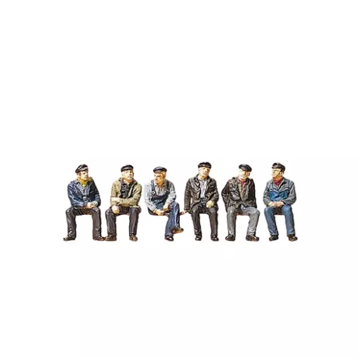 Set of 6 seated workers and dockers - Preiser 10351 - HO 1/87