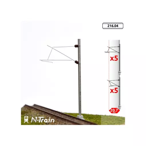 10 H-Pfosten mit Ausleger | 25 kV-M MAFEN 21604 Maßstab N 1/160