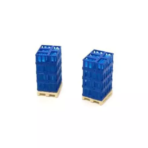 Casiers d’eau bleue sur palette - 87TRAIN 221095 - HO 1/87