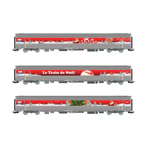 COFFRET DE 3 VOITURES "TRAIN DE NOEL - COCA COLA 2010" - JOUEF HJ4200 - SNCF - EP VI - 2R