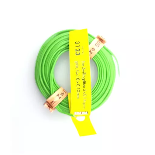 Bobine de fil double-ligne - 5m - 0.14mm2 - vert - Brawa 3123