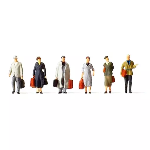 Lot de 6 voyageurs à pieds - Preiser 79219 - N 1/160